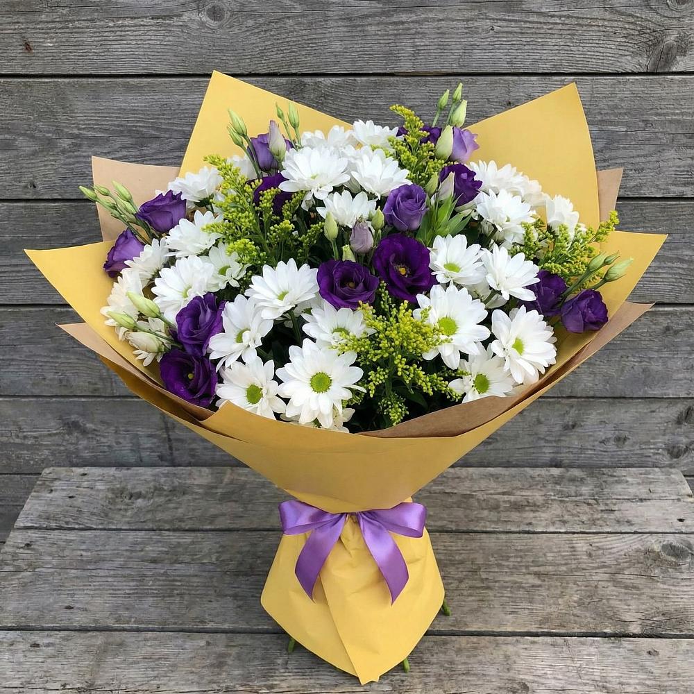 Букет цветов из: Ирисы, Хризантемы и Ромашки в Орда
