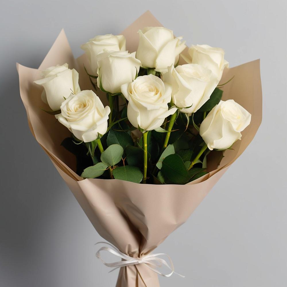 Букет 9 Белых роз Эдлесс Лав в Орда