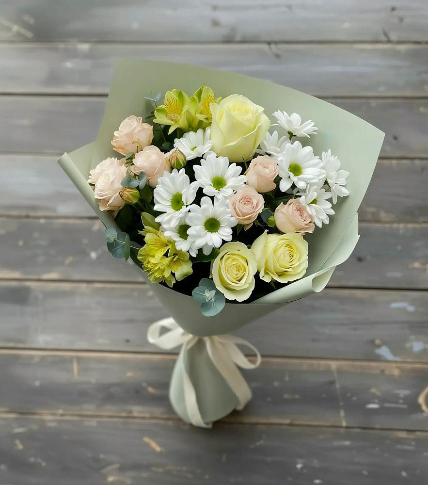 Букет цветов из: Альстромерии, Розы и Хризантемы в Орда