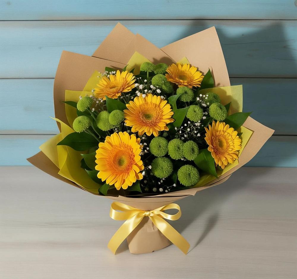 Букет цветов из: Герберы и Хризантемы в Орда