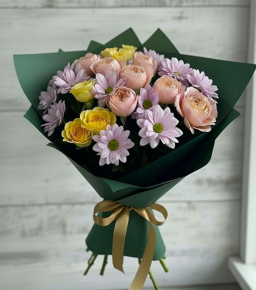 Букет цветов из: Хризантемы и Розы в Орда