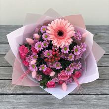 Букет цветов из:  Розы, Герберы и Хризантемы в Орда