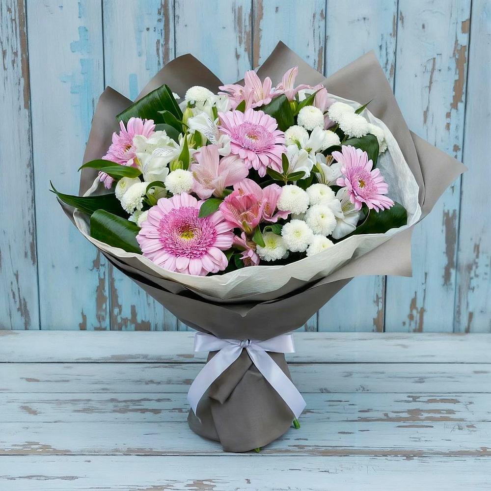 Букет цветов из: Герберы, Альстромерии и Хризантемы в Орда