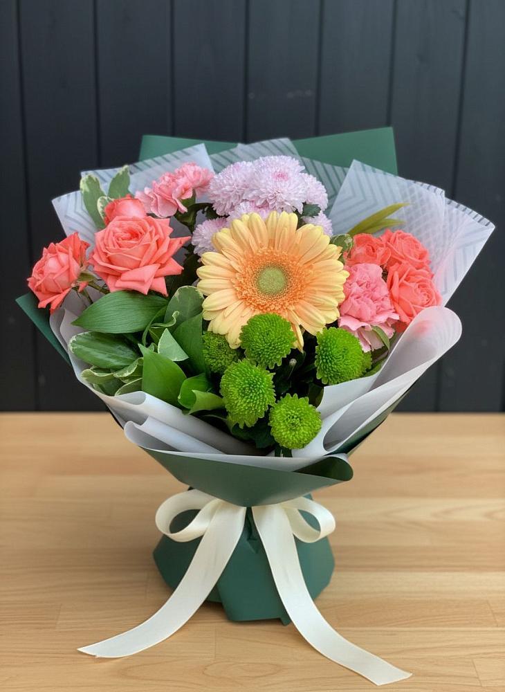 Букет цветов из: Гвоздики, Розы, Герберы и Хризантемы в Орда