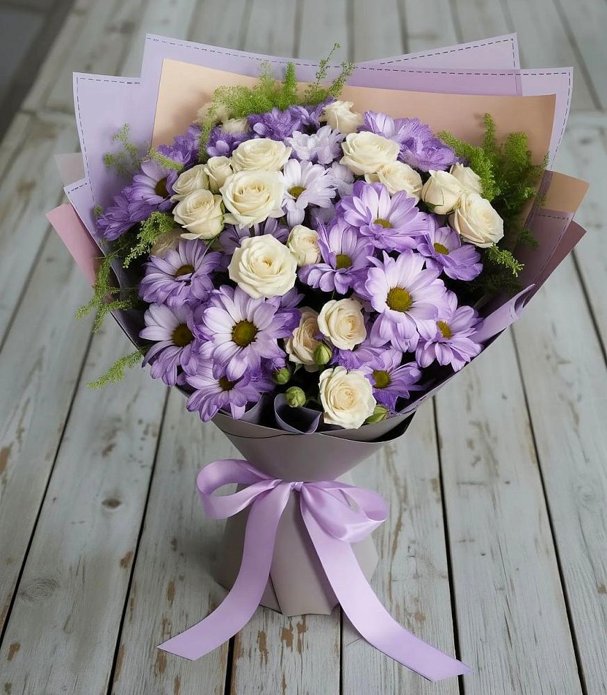 Букет цветов из: Хризантемы и Розы в Орда